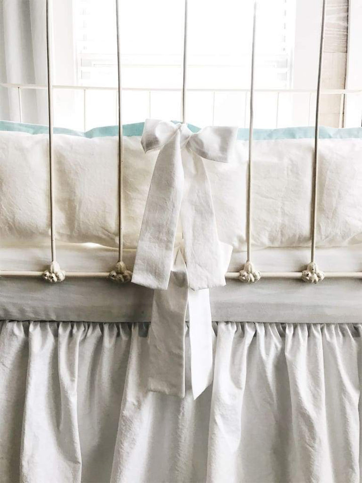 White + Mist | Farmhouse Tailored Crib Bedding Set