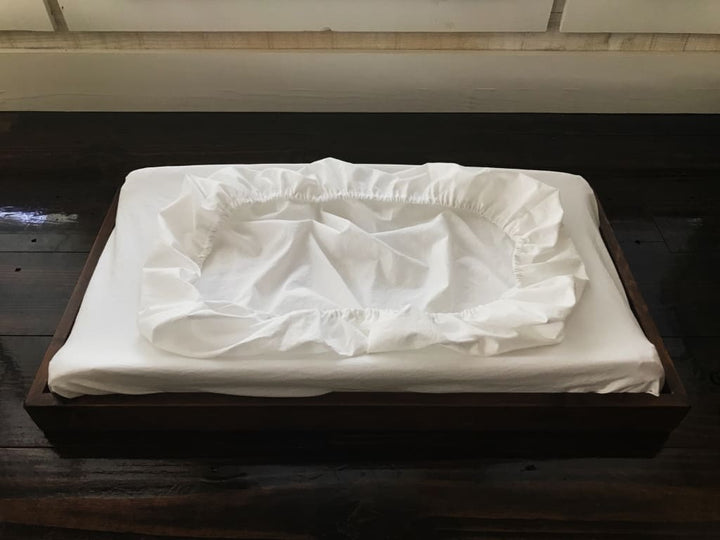 White Changing Pad Cover handmade heirloom nursery - High Cotton Textile