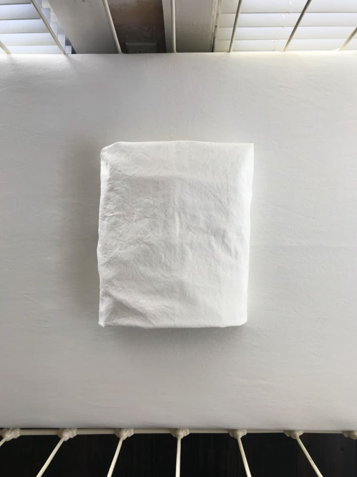 White Fitted Crib Sheet handmade heirloom nursery - High Cotton Textile