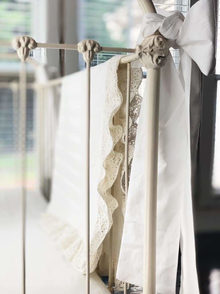 White Lace Crib Bedding Set handmade heirloom nursery - High Cotton Textile