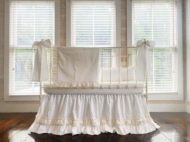 White Lace Crib Bedding Set