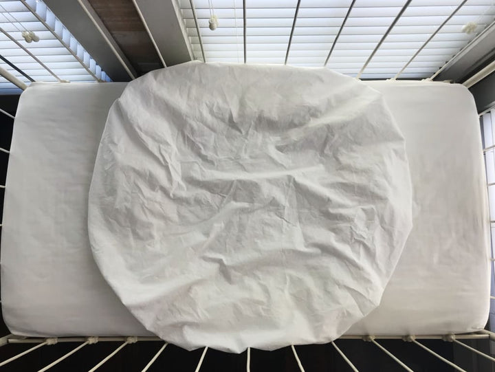 White Round Crib Sheet handmade heirloom nursery - High Cotton Textile