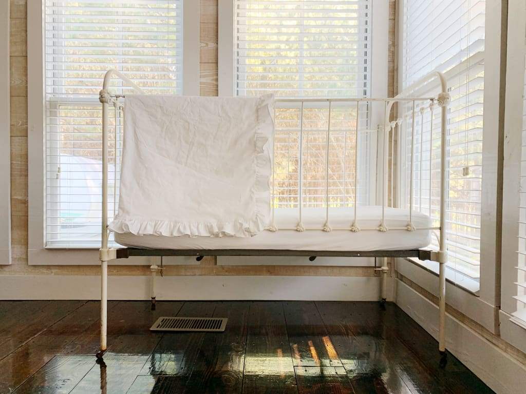 White Ruffled Crib Blanket handmade heirloom nursery - High Cotton Textile