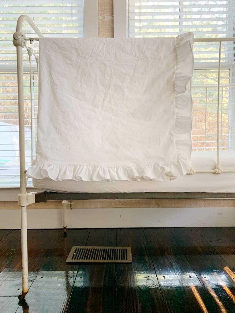 White Ruffled Crib Blanket