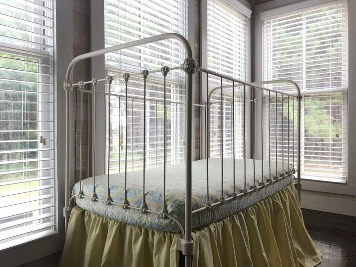 Yellow Floral Fitted Crib Sheet handmade heirloom nursery - High Cotton Textile