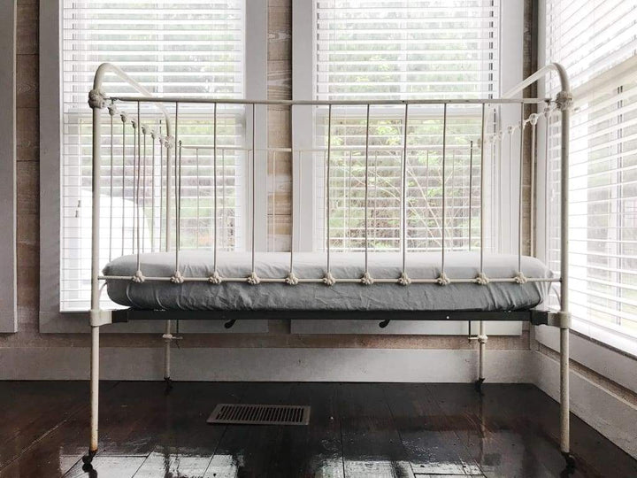 Zen Grey Fitted Crib Sheet handmade heirloom nursery - High Cotton Textile