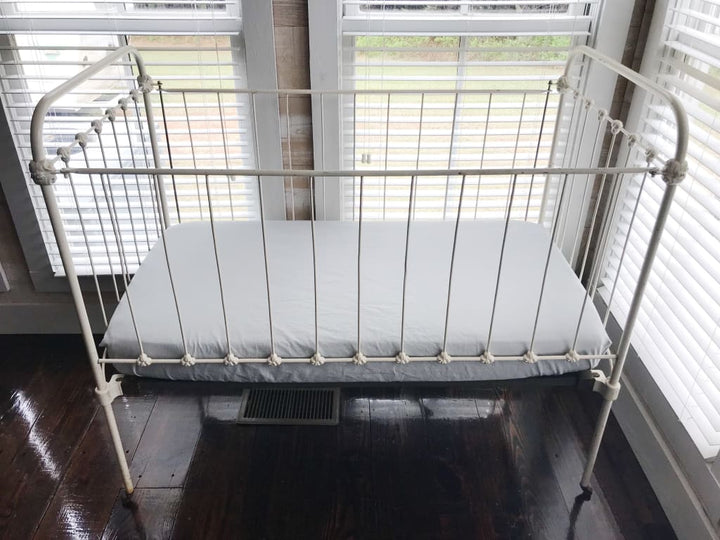 Zen Grey Fitted Crib Sheet handmade heirloom nursery - High Cotton Textile