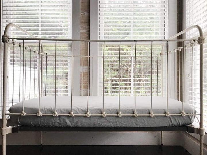 Zen Grey Fitted Crib Sheet handmade heirloom nursery - High Cotton Textile