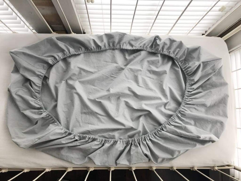 Zen Grey Fitted Crib Sheet handmade heirloom nursery - High Cotton Textile
