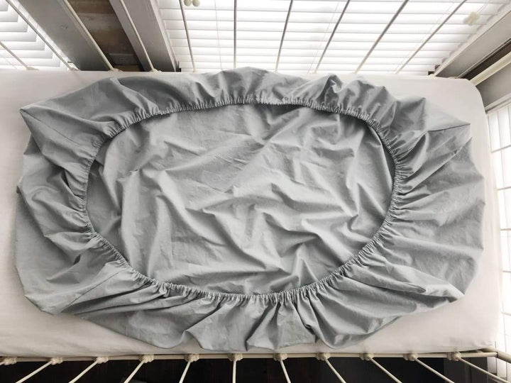 Zen Grey Fitted Crib Sheet handmade heirloom nursery - High Cotton Textile