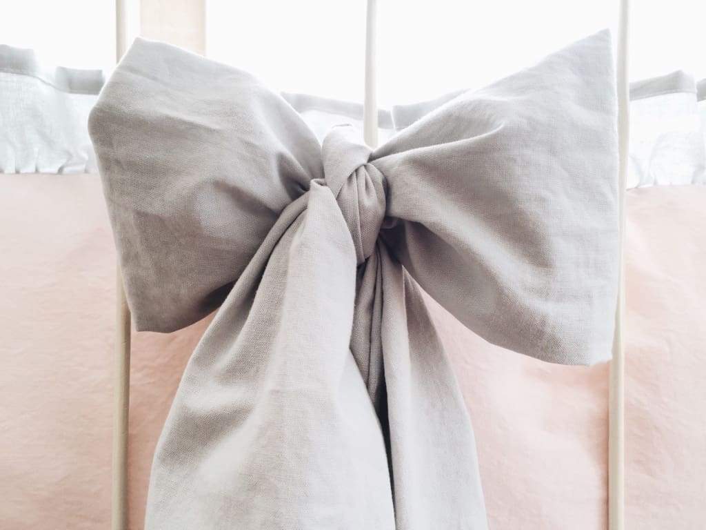 Zen Grey Large Crib Bow handmade heirloom nursery - High Cotton Textile