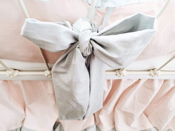 Zen Grey Large Crib Bow handmade heirloom nursery - High Cotton Textile