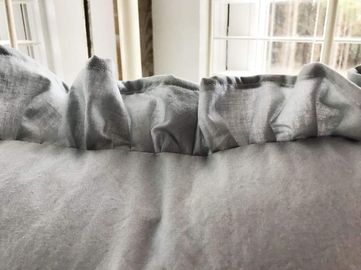 Zen Grey Ruffled Crib Pillow handmade heirloom nursery - High Cotton Textile